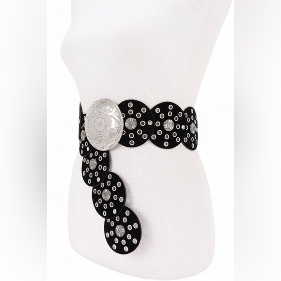 Vegan Leather Western Concho Statement Belt - Picture 4 of 7